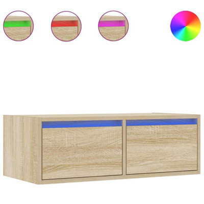 Berkfield Durable Tv Cabinet With Led Lights Sonoma Oak 75X35.5X25 Cm - image 1