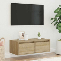 Berkfield Durable Tv Cabinet With Led Lights Sonoma Oak 75X35.5X25 Cm - thumbnail 4
