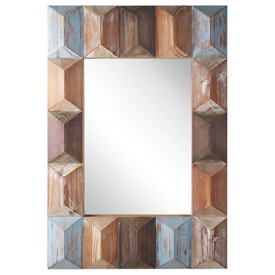 Beliani Wall Mirror Hizote 63 Cm 90 Cm Fir Wood Brown - image 1