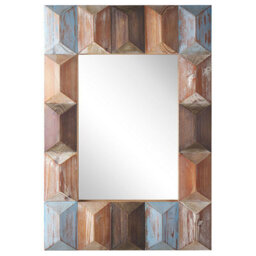 Beliani Wall Mirror Hizote 63 Cm 90 Cm Fir Wood Brown