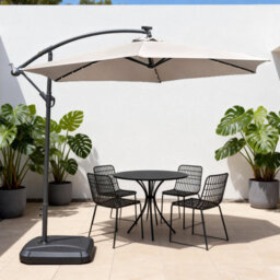 Abrihome 2.35M Hanging Cantilever Garden Parasol With Led Lights, Garden Umbrella For Outdoor Daytime Shade, Beige - thumbnail 7