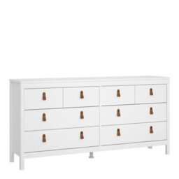 Wyld Haus Wildberry Matt White 8-Drawer Wooden Dresser With Leather Tab Handles - thumbnail 2