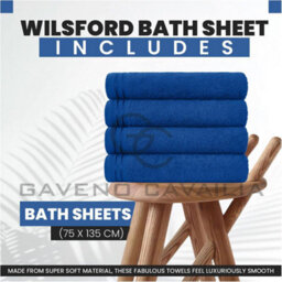 Gc Gaveno Cavailia 4 Pack Wilsford Supreme Bath Sheet Royal Blue Highly Absorbent Egyptian Cotton Towel Set - thumbnail 2