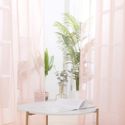 Deconovo Set Of 2 Transparent Curtains Living Room Bedroom Eyelet Curtains Modern, 55 X 69 Inch, Pink - image 1