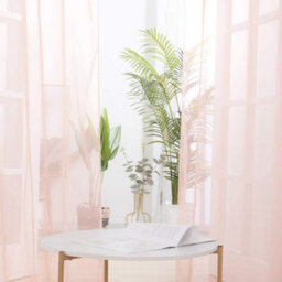 Deconovo Set Of 2 Transparent Curtains Living Room Bedroom Eyelet Curtains Modern, 55 X 69 Inch, Pink - thumbnail 3