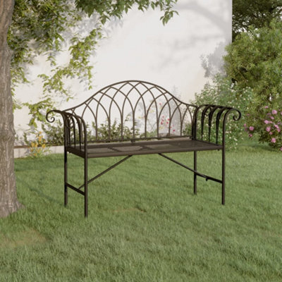 Walplus 2-Seater Garden Bench 128 Cm Black Steel - image 1