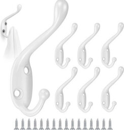 8 Pack Vintage Wall Mounted Coat Hooks, Wall Hooks With 16 Screws, Metal Hat Hook For Bathroom And Kitchen - thumbnail 1