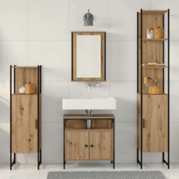 Berkfield 4 Piece Bathroom Furniture Set In Artisan Oak - thumbnail 4