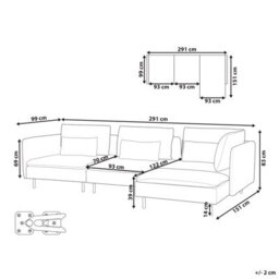 Beliani Modular Corner Sofa 3 Seater Egeris Corduroy Dark Green Left Hand - thumbnail 3