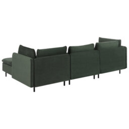 Beliani Modular Corner Sofa 3 Seater Egeris Corduroy Dark Green Left Hand - thumbnail 6