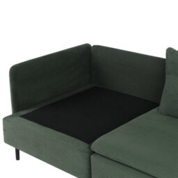 Beliani Modular Corner Sofa 3 Seater Egeris Corduroy Dark Green Left Hand - thumbnail 9