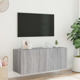 Walplus Tv Wall Cabinet With Led Lights Grey Sonoma 100X35X41 Cm - thumbnail 5