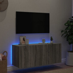 Walplus Tv Wall Cabinet With Led Lights Grey Sonoma 100X35X41 Cm - thumbnail 4