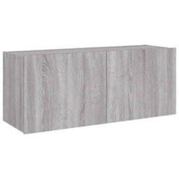Walplus Tv Wall Cabinet With Led Lights Grey Sonoma 100X35X41 Cm - thumbnail 3