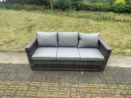 Fimous 3 Seater Rattan Lounge Sofa Patio Outdoor Garden Furniture With Seat And Back Cushion - thumbnail 1