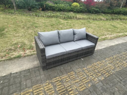 Fimous 3 Seater Rattan Lounge Sofa Patio Outdoor Garden Furniture With Seat And Back Cushion - thumbnail 2
