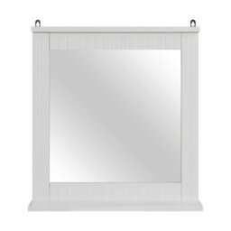Taylor & Brown Wall-Mounted Wood Framed Mirror With Shelf, Hanging Vanity Mirror For Bathroom Or Living Room, White - thumbnail 2