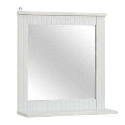 Taylor & Brown Wall-Mounted Wood Framed Mirror With Shelf, Hanging Vanity Mirror For Bathroom Or Living Room, White - thumbnail 4