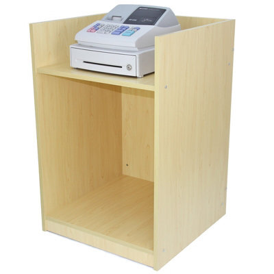 MonsterShop Shop Counter Till Block Stand Maple Tb60 Retail Storage Unit Modular Cabinet Reception Cash Desk Store 2 Internal Shelves - image 1