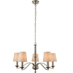 Hanging Ceiling Pendant Light Satin Nickel 5X Shade Lamp Bulb Holder Fitting - thumbnail 4