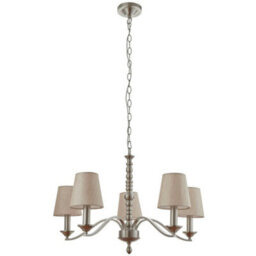 Hanging Ceiling Pendant Light Satin Nickel 5X Shade Lamp Bulb Holder Fitting - thumbnail 5
