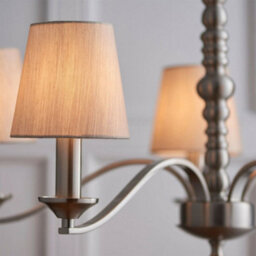 Hanging Ceiling Pendant Light Satin Nickel 5X Shade Lamp Bulb Holder Fitting - thumbnail 3