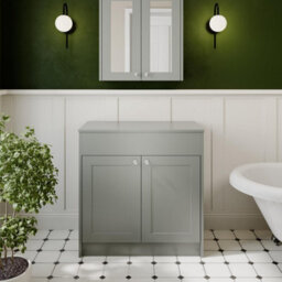 Aveli 800mm Grey Traditional Bathroom Countertop Vanity Unit Floor Standing Doors
