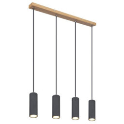 Luminosa Lighting Luminosa Robby Bar Pendant Ceiling Light Wood Look Dark 4X Gu10 - thumbnail 1