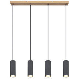Luminosa Lighting Luminosa Robby Bar Pendant Ceiling Light Wood Look Dark 4X Gu10 - thumbnail 3
