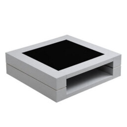 Furniture in Fashion Cyndy High Gloss Coffee Table In Grey With Black Glass Top - thumbnail 4