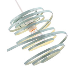 Happy Homewares Contemporary Duck Egg Gloss Metal Double Ribbon Spiral Swirl Ceiling Pendant - thumbnail 4