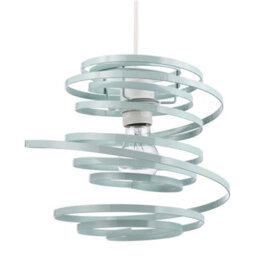 Happy Homewares Contemporary Duck Egg Gloss Metal Double Ribbon Spiral Swirl Ceiling Pendant - thumbnail 2