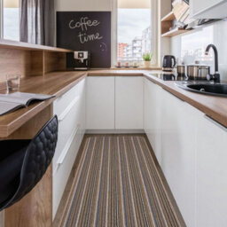 Grey Brown Blue Modern Striped Stain-Resistant Mat For Living Room, Utility Room, Dining Room & Kitchen -67Cm X 200Cm (Runner) - thumbnail 2