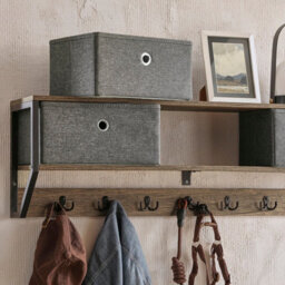 Sobuy Fhk26-N, Wall Coat Rack Wall Shelf Wall Storage Cabinet Unit, Wood Veneer,w100Xd30Xh20 - thumbnail 7