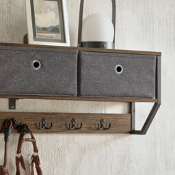 Sobuy Fhk26-N, Wall Coat Rack Wall Shelf Wall Storage Cabinet Unit, Wood Veneer,w100Xd30Xh20 - thumbnail 4