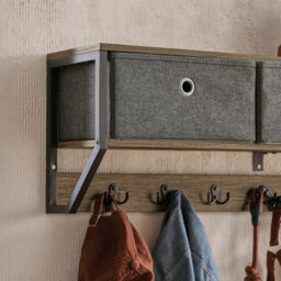 Sobuy Fhk26-N, Wall Coat Rack Wall Shelf Wall Storage Cabinet Unit, Wood Veneer,w100Xd30Xh20 - thumbnail 5