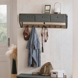 Sobuy Fhk26-N, Wall Coat Rack Wall Shelf Wall Storage Cabinet Unit, Wood Veneer,w100Xd30Xh20 - thumbnail 2