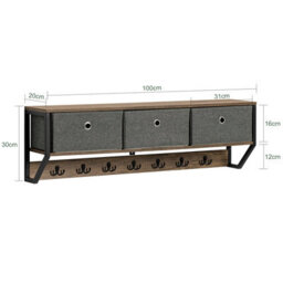 Sobuy Fhk26-N, Wall Coat Rack Wall Shelf Wall Storage Cabinet Unit, Wood Veneer,w100Xd30Xh20 - thumbnail 3