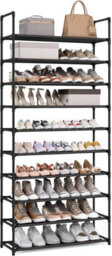 LEDREM 10-Tier Shoe Rack, Shoe Shelf, Shoe Storage Organiser, Space-Saving, 28 X 83 X 173 Cm, Metal Frame - thumbnail 7