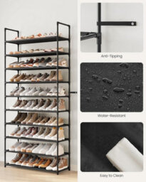 LEDREM 10-Tier Shoe Rack, Shoe Shelf, Shoe Storage Organiser, Space-Saving, 28 X 83 X 173 Cm, Metal Frame - thumbnail 6