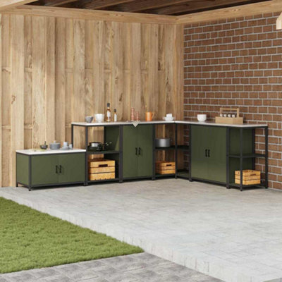 Berkfield Kitchen Storage Cabinet With Shelf With Door Olive Green Steel - image 1