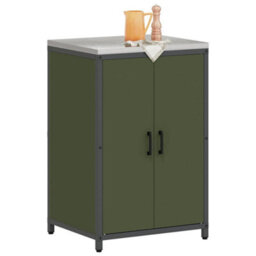 Berkfield Kitchen Storage Cabinet With Shelf With Door Olive Green Steel - thumbnail 3
