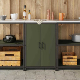 Berkfield Kitchen Storage Cabinet With Shelf With Door Olive Green Steel - thumbnail 4