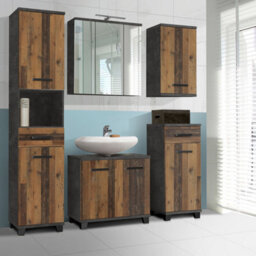 Furniture To Go Veris 3 Door Mirrored Bathroom Cabinet With Integrated Led Lighting - Walnut And Dark Grey - thumbnail 6