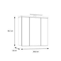 Furniture To Go Veris 3 Door Mirrored Bathroom Cabinet With Integrated Led Lighting - Walnut And Dark Grey - thumbnail 7