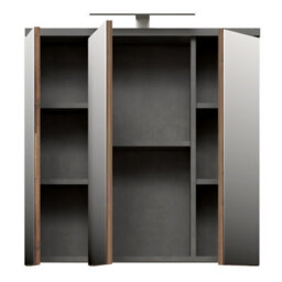 Furniture To Go Veris 3 Door Mirrored Bathroom Cabinet With Integrated Led Lighting - Walnut And Dark Grey - thumbnail 5