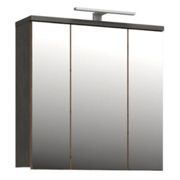 Furniture To Go Veris 3 Door Mirrored Bathroom Cabinet With Integrated Led Lighting - Walnut And Dark Grey - thumbnail 2