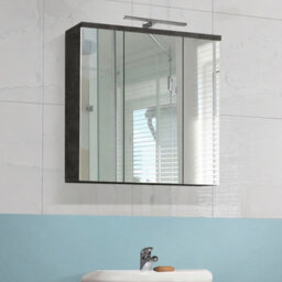 Furniture To Go Veris 3 Door Mirrored Bathroom Cabinet With Integrated Led Lighting - Walnut And Dark Grey - thumbnail 1