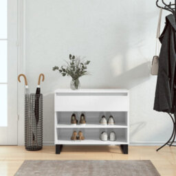 Berkfield Shoe Cabinet High Gloss White 70X36X60 Cm Engineered Wood