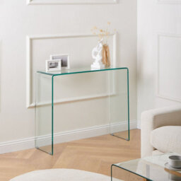 Beliani Transparent Console Table 90 X 30 Cm Tempered Glass Minimalist Wall Table For Modern Interiors - thumbnail 2